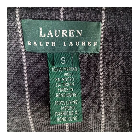 Lauren Ralph Lauren Merino Wool Knit Blazer Button Stripe Gray Women's Small - Picture 3 of 4